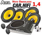 Alfa 147 Lautsprecher Set vorne hinten mit Aktivsubwoofer C1650 650x